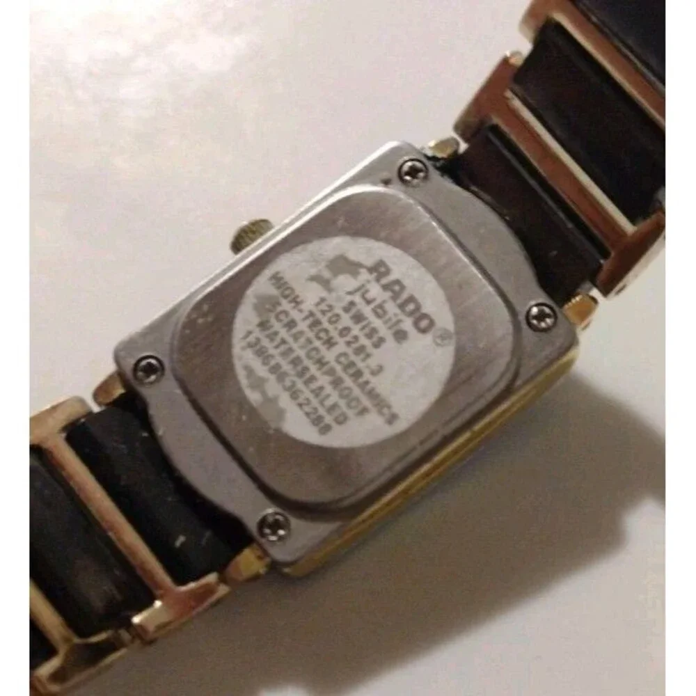 Rado Jubile 18mm Black Gold Womens Quartz Diamond Wristwatch Ceramic Bracelet